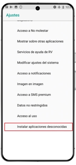 Activa las fuentes desconocidas: